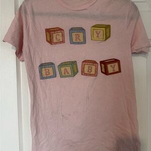 Women's Pink 'Cry Baby' Graphic Short Sleeve Tee